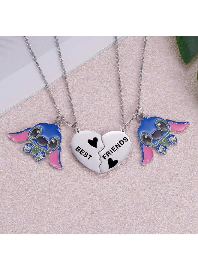 SYOSI Best Friend Stitch Necklace, Friendship Matching Heart Necklace for 2, Lilo and Stitch-Inspired Jewelry for Friends, BFF, and Besties - Image 4